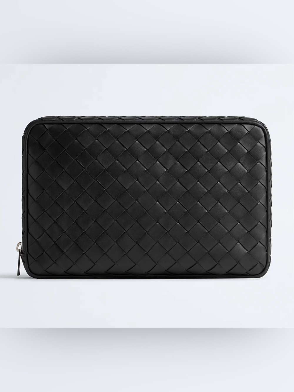 BOTTEGA VENETA Large Woven Leather Intrecciato Organizer Black Clutch Man Bag